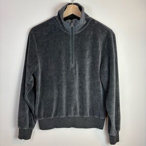 Polo Ralph Lauren Men’s Grey Velour Quarter-Zip Pullover Sweatshirt, Size Small